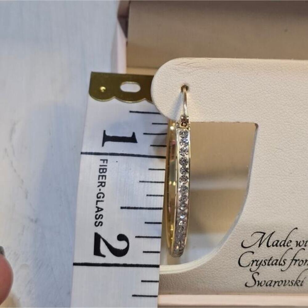 Swarovski Pave Crystal Jeweled‎ Hoop Earrings New - Picture 2 of 5